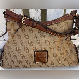Dooney & Bourke DB Monogram Canvas Small East West Slouch Hobo Bag